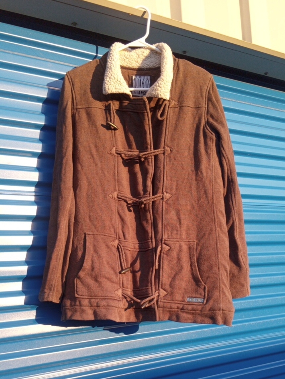 Volcom Brown Sherpa Collar Toggle Pea Coat